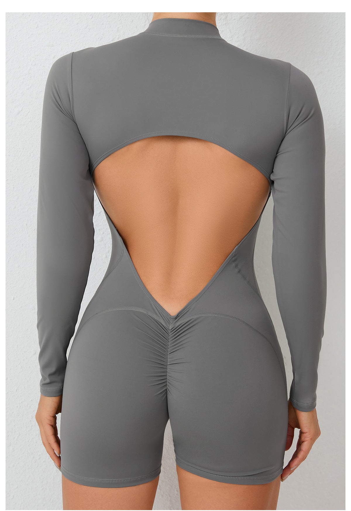 ENTERIZO MANGA LARGA ZIPPER ESPALDA DESCUBIERTA – SOPORTE Y ESCULPIDO TOTAL