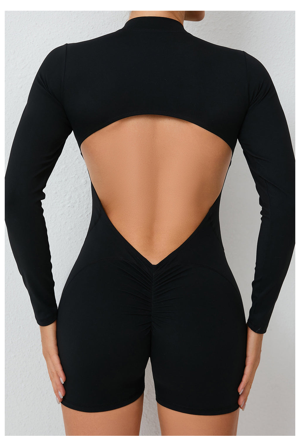 ENTERIZO MANGA LARGA ZIPPER ESPALDA DESCUBIERTA – SOPORTE Y ESCULPIDO TOTAL